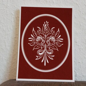 Cartolina "Mazzo di fiori, dipinto contadino" - Saluti dalla Bassa Baviera | Carta FineArt Hahnemühle di alta qualità