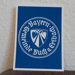 Cartolina "Buch am Erlbach Wappen" (rimanenze del mercatino di Natale) - Saluti dalla Bassa Baviera | Carta FineArt Hahnemühle di alta qualità