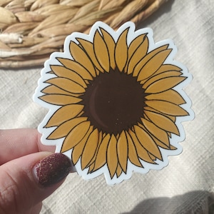 Sunflower Sticker - 3 in x 3 in. - Yellow Sunflower with Subtle Distressing - Hippie Sticker - Gift for Him or Her