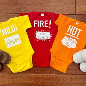 Taco Bell Hot Sauce Fire HOT MILD Onesie Bodysuit Live Mas Boy or Girl Baby Neutral
