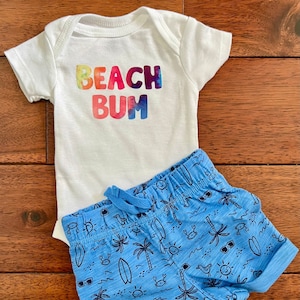 Beach Bum Outfit Beach Ocean Water Shorts Blue 0-3months Boy Girl Neutral