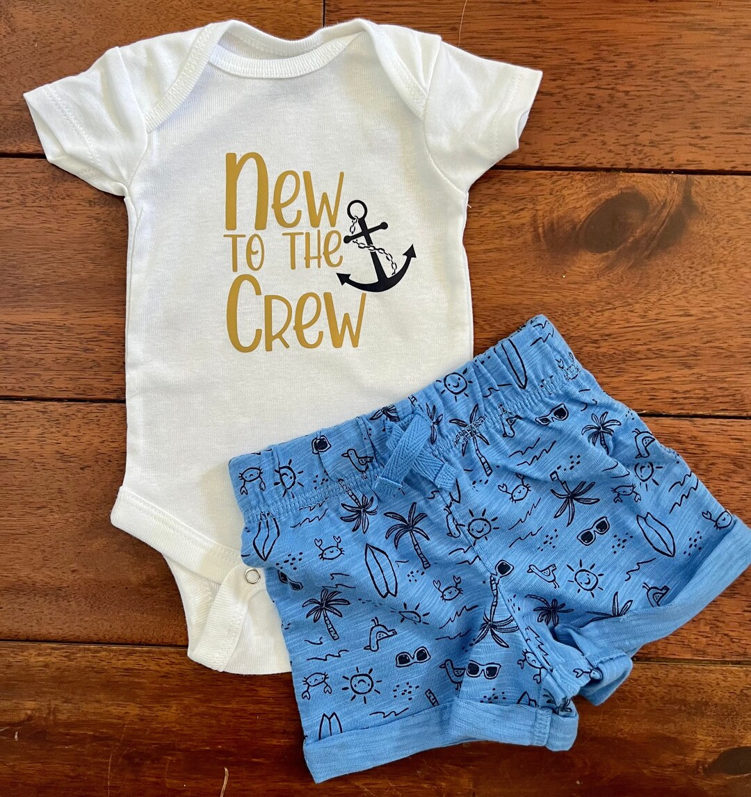 New to the Crew Onesie Bodysuit Handmade Sailing Boy or Girl Baby