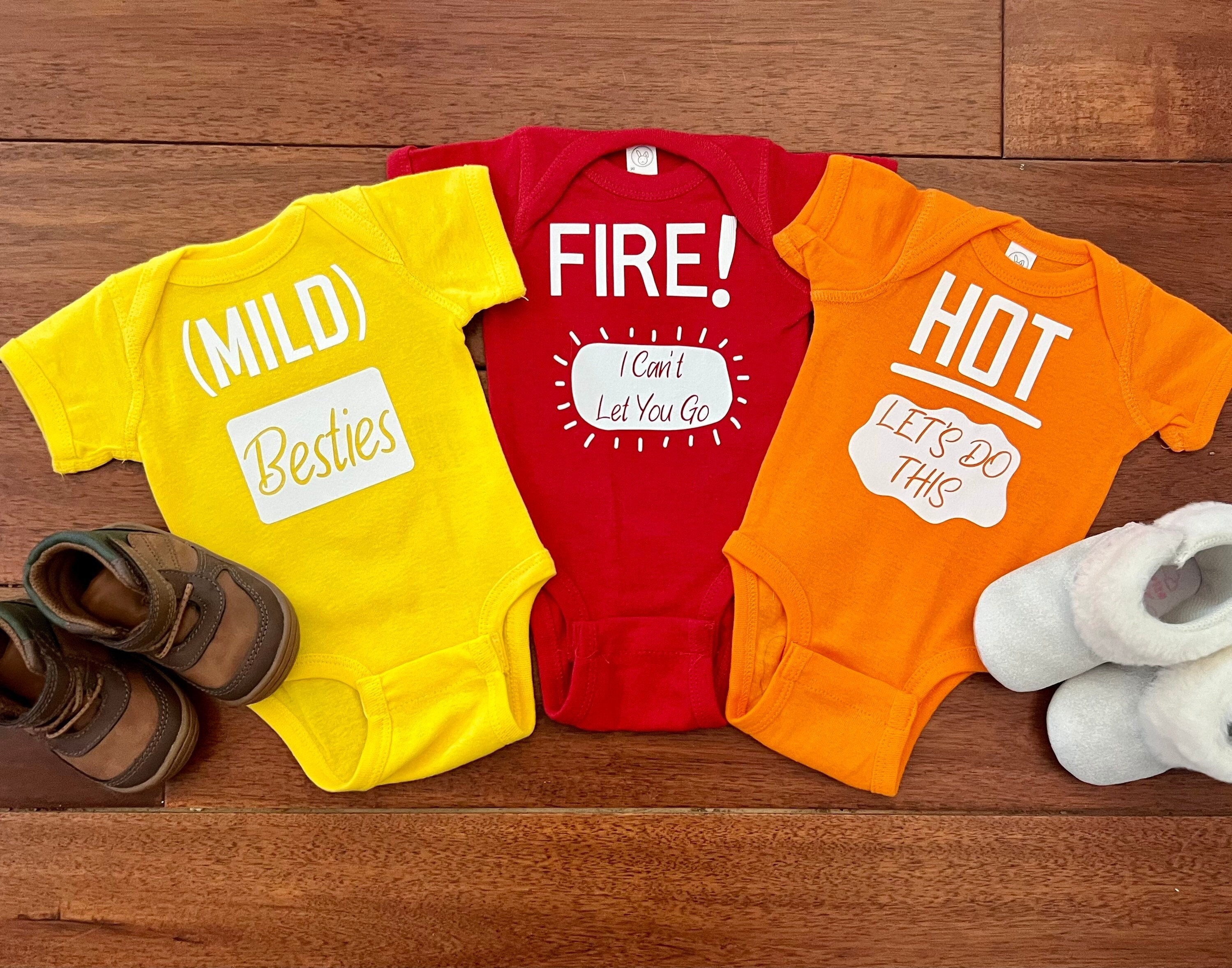Taco Bell Hot Sauce Fire HOT MILD Onesie Bodysuit Live Mas Boy or Girl Baby Neutral