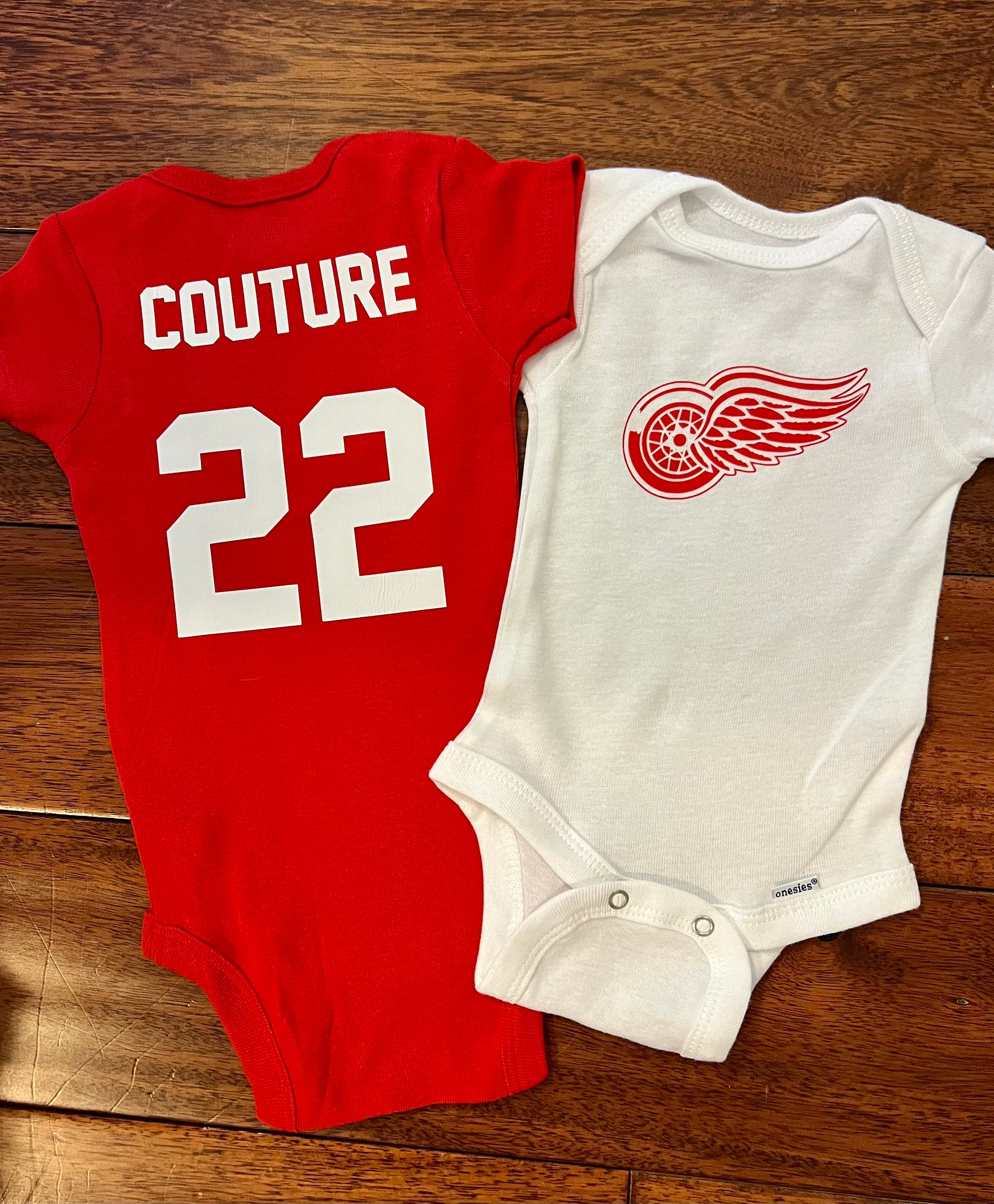 Personalized NHL Detroit Red Wings Baby Bodysuit