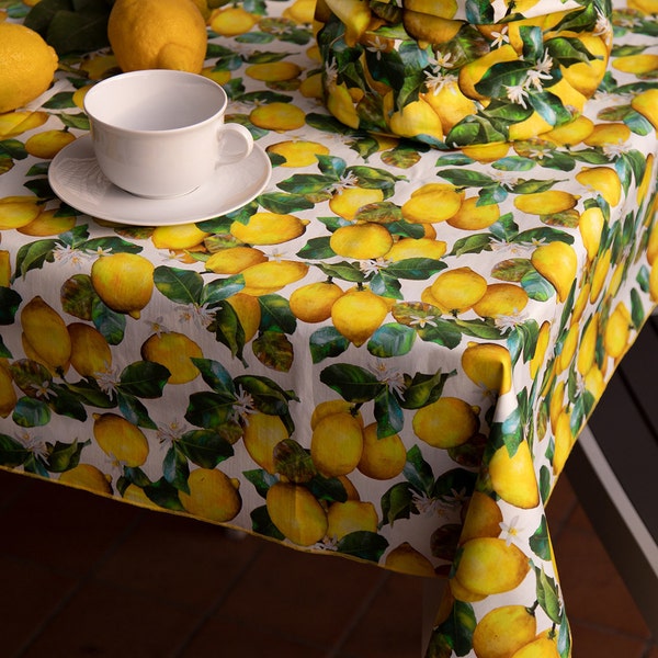 NAPPE CITRON COULEUR, cadeau parfait pour la fête des mères, idée nouvelle maison, sur mesure, tissu en coton léger 100% naturel fabriqué en Italie