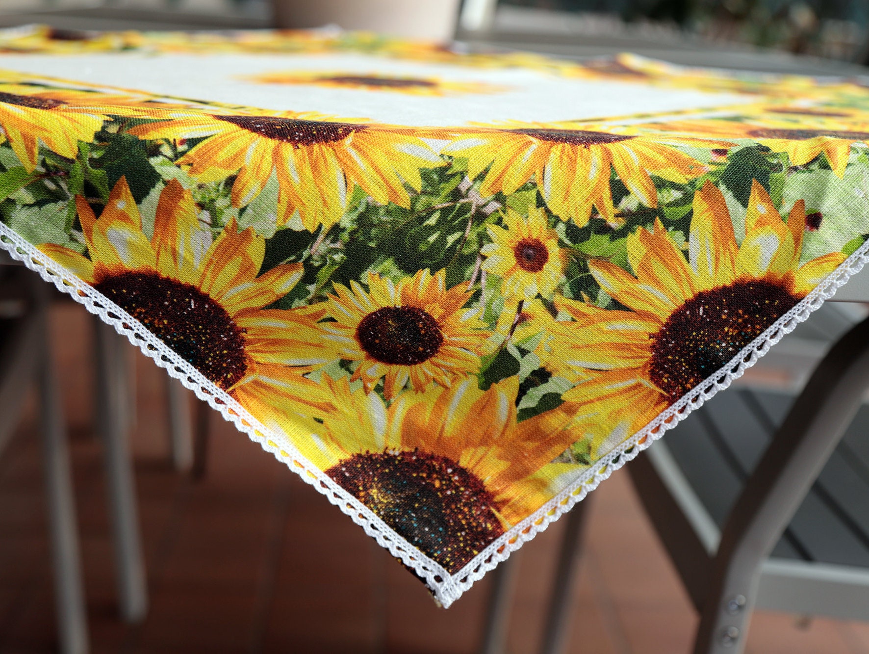 SUNFLOWERS' SQUARE TABLECLOTH, Gift Idea for Mother's Day, Easter, Pure