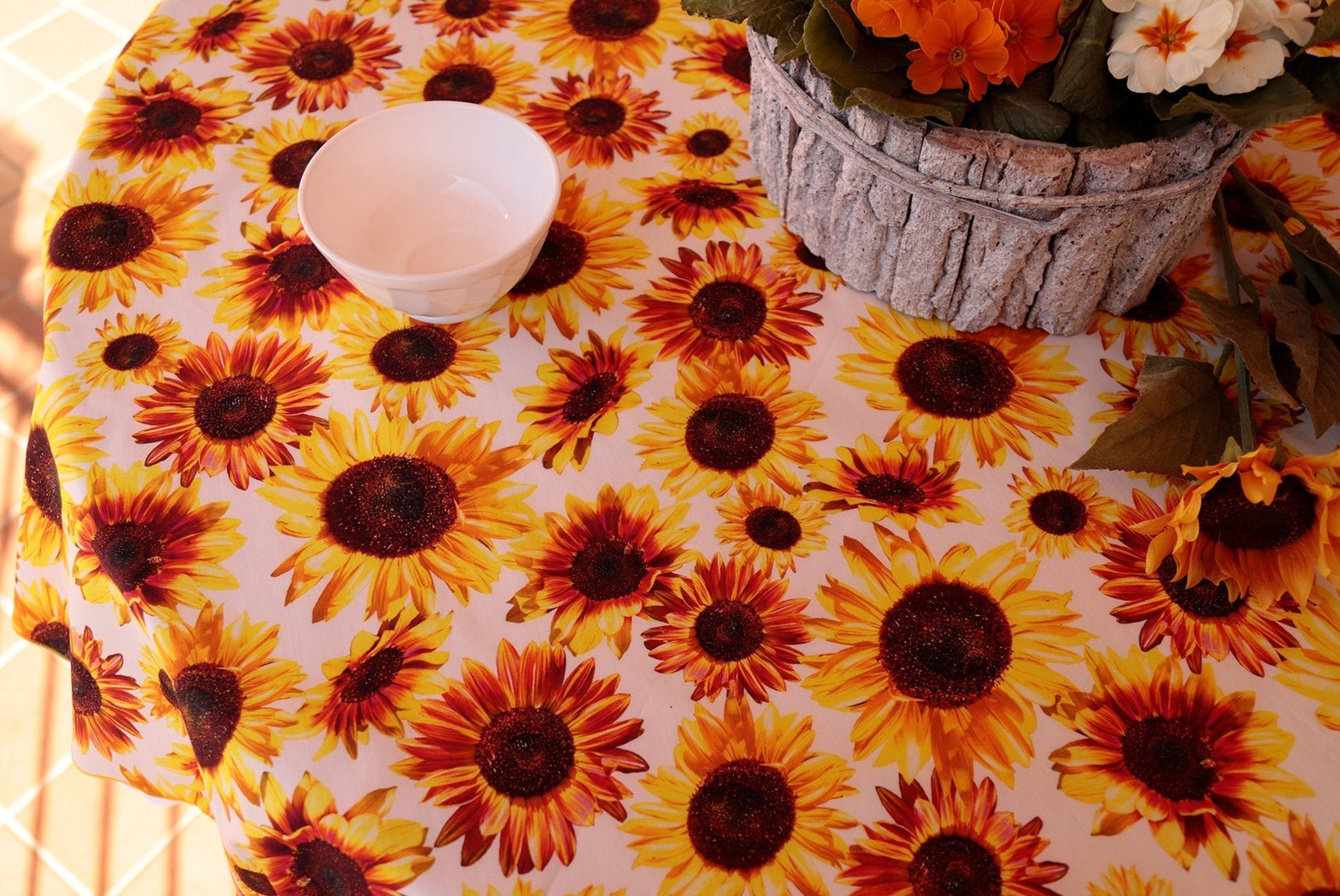 SUNFLOWERS ROUND TABLECLOTH ideal for summer gift for new Etsy