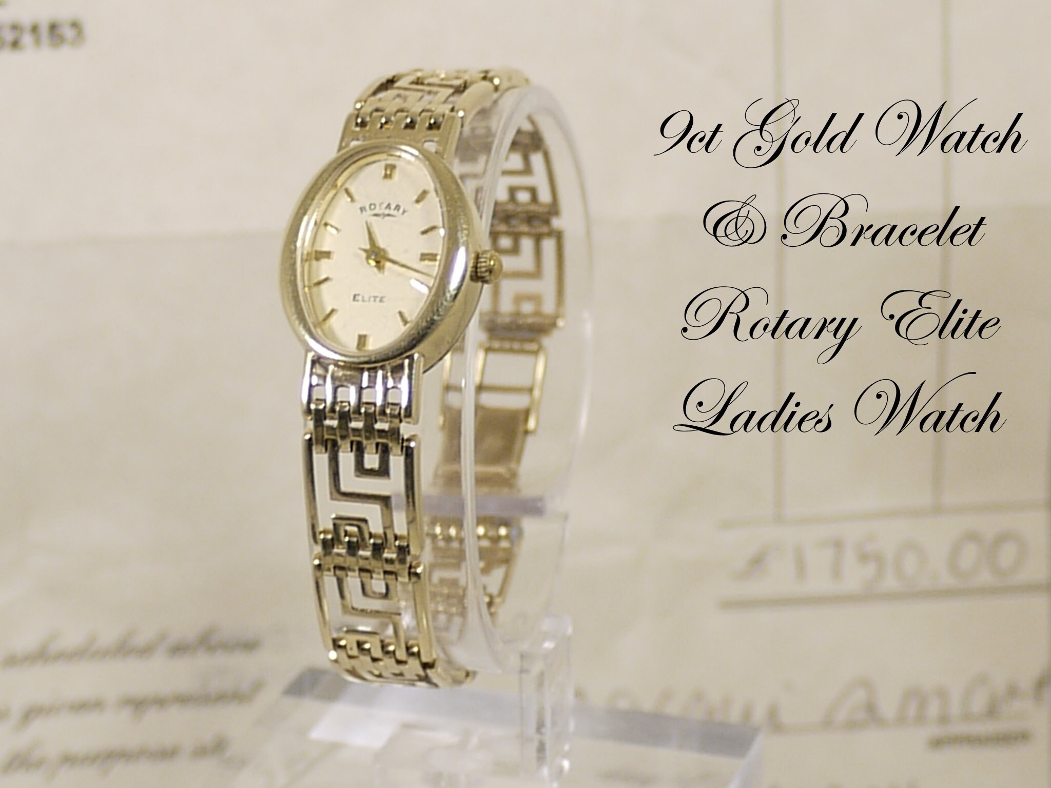 9ct Solid Gold Ladies Watch & Bracelet by Rotary Elite Etsy