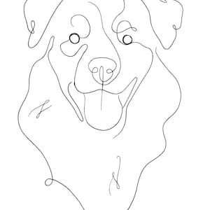 Australian Shepherd One Line Pet Portrait DIGITAL DOWNLOAD, Australian Shepherd Print, Minimalist Line Drawing, Minimalism Pet Portrait