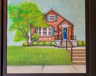 Custom, unique Home Portrait, House Warming Gift 8x10