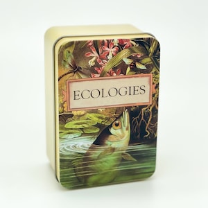 Ecologies Tin Durable Metal Travel Box for Card Games, Natural Treasures, Trinket Storage Featuring Beautiful Vintage Art image 3