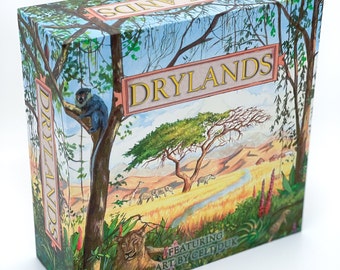 Drylands Board Game - Two Player Abstract Game Set in Africa - Beautiful Hand Drawn Art - Ages 5 and Up - Nature Themed Science Game