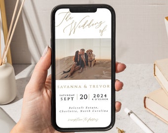 Minimalist Digital Wedding Invitation Template (Instant Download)
