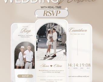 Wedding Website with RSVP, Wedding Website Template, Wedding Countdown, Canva Website, Trackable RSVP, Digital Wedding Invite, Web Invite