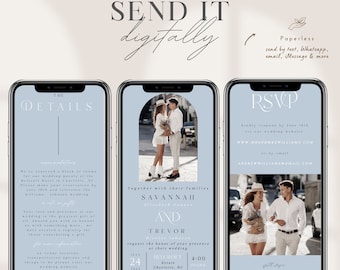 Dusty Blue Wedding Invitation: Electronic Evite (Digital Download)