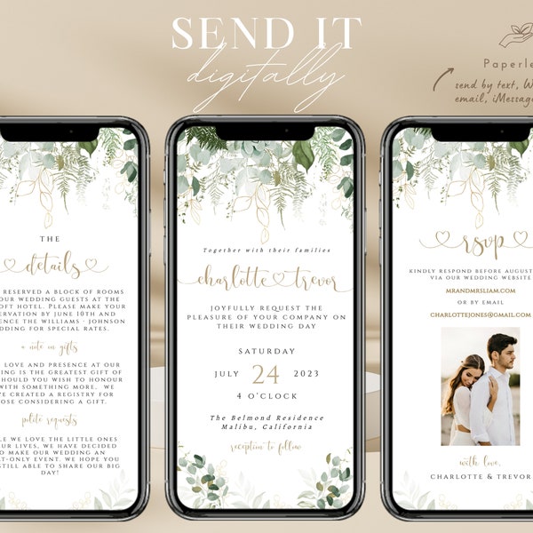 Digital Wedding Invitation, Easy to Edit Electronic Wedding Invitation Digital Wedding Invite Template, Hochzeitseinladung