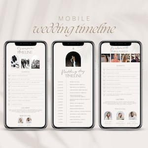 Wedding Timeline for Mobile, Wedding Day Timeline Template, Wedding Itinerary, Wedding Checklist, Bridal Party Timeline, Wedding Schedule