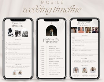 Wedding Itinerary Template: Bridal Party Timeline (Digital Download, 5 Pages, Mobile Optimized)
