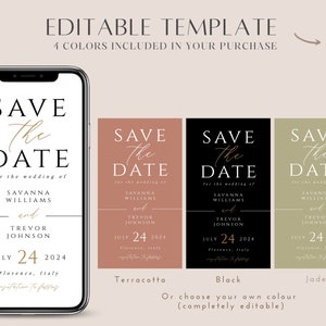 Electronic Save The Date Template, Modern Save The Date Template Download, Digital Save The Date, Minimal Save the Date E-invite Template