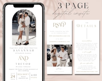 Elegant Digital Wedding Invitation: 3-Page Electronic Invite