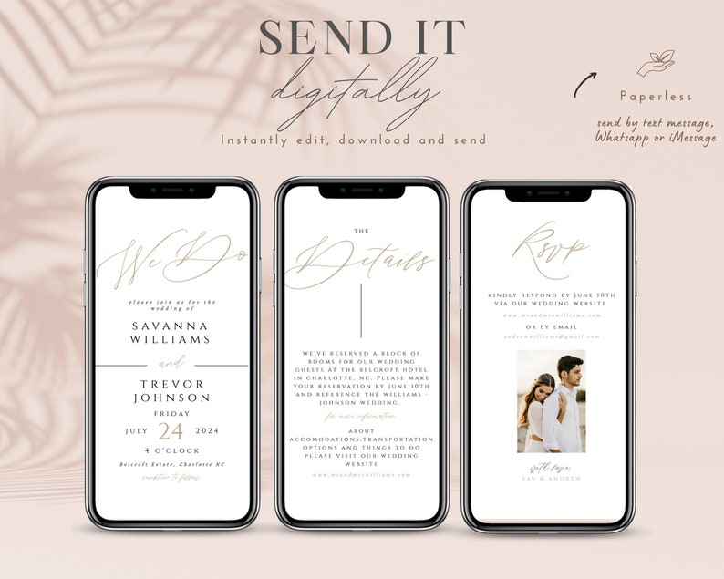 Digital Wedding Invitation Electronic Wedding Invitation Etsy