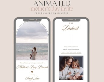 Digital Mother's Day Invitation, Animated Mother's Day invitation, Invitation video, Mother's Day Brunch invitation, Evite, Digital Template