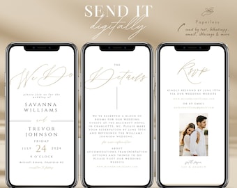 Digital Wedding Invitation: Electronic Evite Template (1080x1920 px)