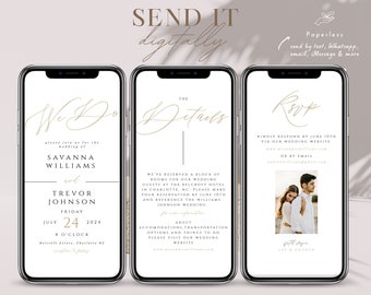 Digital Wedding Invitation, Electronic Wedding Invitation, Online Wedding Invitation Template, Eco-Friendly Wedding Evite, Evite Wedding