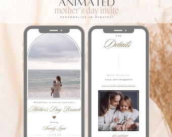 Digital Mother's Day Invitation, Animated Mother's Day invitation, Invitation video, Mother's Day Brunch invitation, Evite, Digital Template