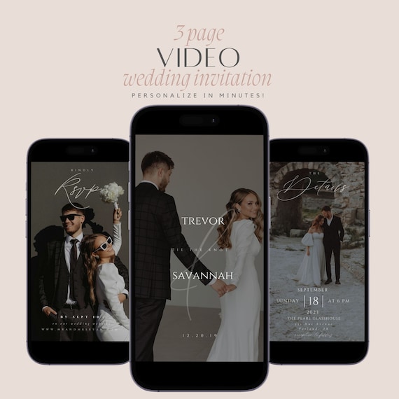 Animated Wedding Invitation Video: Electronic Invite, Evite (Digital Download)