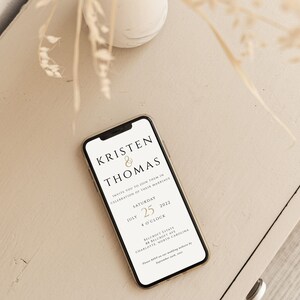 Minimalistisk elektronisk bröllopsinbjudan: Modern smartphone-inbjudan (digital nedladdning) bild 7