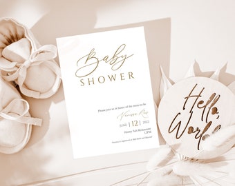 Baby Shower Invitation Girl Digital, Baby Shower Invitation Digital Download, Baby Shower Invitation Template, Baby Shower Minimalist