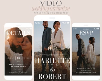 Animated Wedding Invitation Video: Electronic Evite (Digital Download)