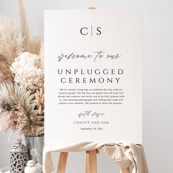Unplugged Ceremony Sign Template, No Cellphones Wedding Sign, Minimalist Unplugged Wedding Sign, Modern Wedding Sign, Minimal Ceremony Sign