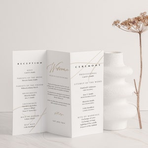 Trifold Wedding Program Template: Customizable Timeline (digital) - Etsy