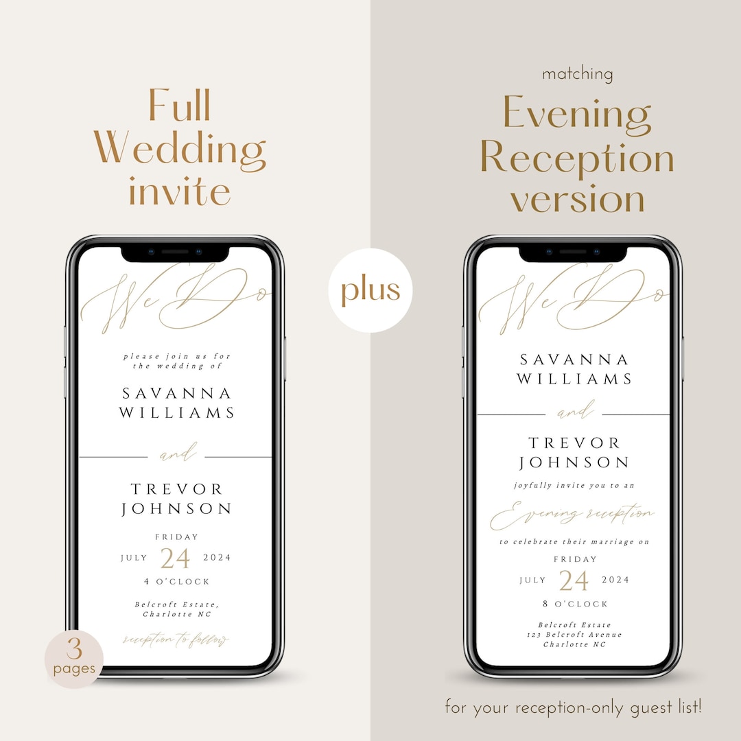 Digital Wedding Invitation, Electronic Wedding Invitation, Evening ...