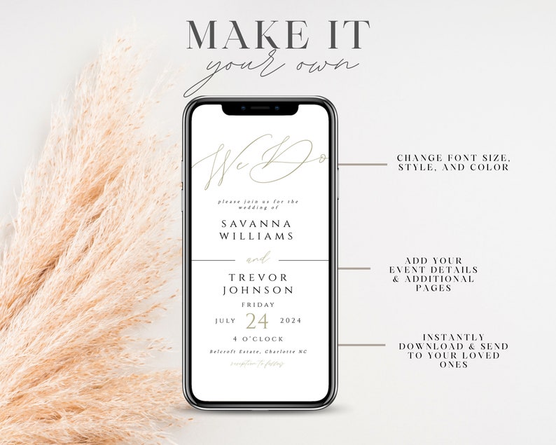 Digital Wedding Invitation Electronic Wedding Invitation Etsy