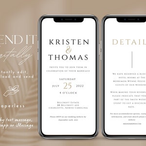 Faire-part de mariage électronique, faire-part de mariage numérique, invitation de mariage minimaliste, invitation de mariage iPhone, mariage moderne, Smartphone Evite