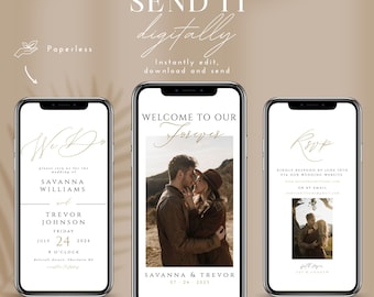 Minimalist Digital Wedding Invitation Template (Digital Evite)