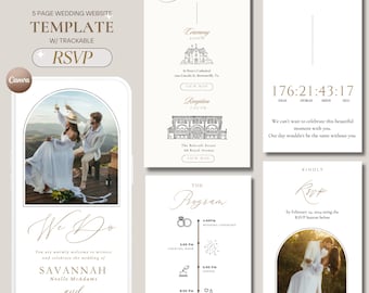 Wedding Website with trackable RSVP, Wedding Website Template, Wedding Countdown, Wedding Details, Trackable RSVP, Digital Wedding Invite