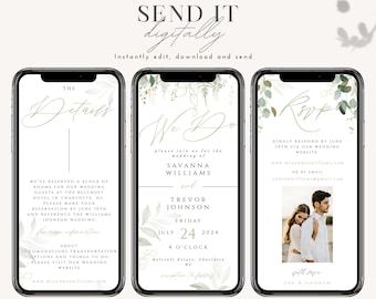 Greenery Eucalyptus Wedding Invitation Template (Digital Download)