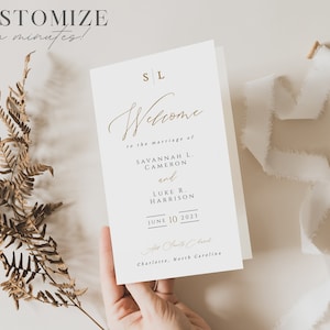 Catholic wedding program template, Minimalist Wedding Program Template, Order of Service, Catholic Ceremony, Wedding timeline template