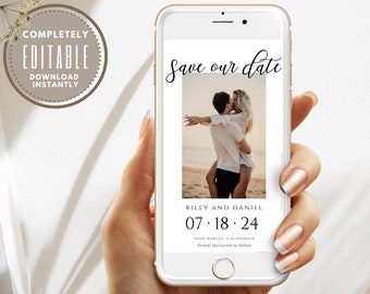 Modern Minimalist Electronic Save The Date Template (Digital Download)