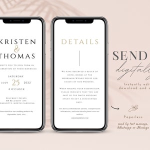 Minimalistisk elektronisk bröllopsinbjudan: Modern smartphone-inbjudan (digital nedladdning) bild 8