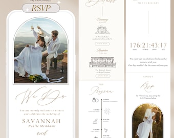 Wedding Website with RSVP, Wedding Website Template, Wedding Countdown, Canva Website, Trackable RSVP, Digital Wedding Invite, Web Invite