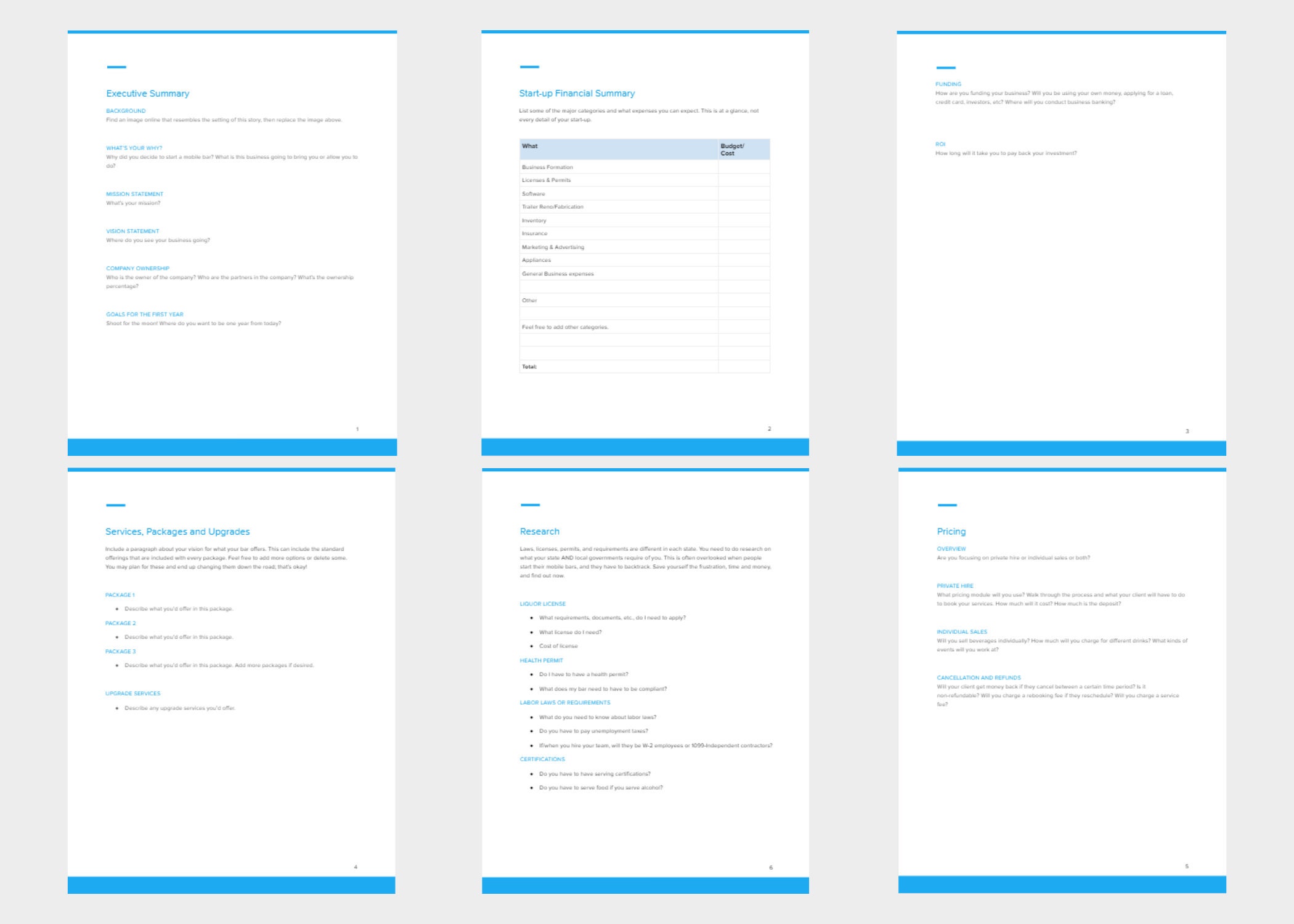 Mobile Bar Business Plan Template for Google Docs or Excel Business Mobile Bar Business Plan Template for Google Docs or Excel Business