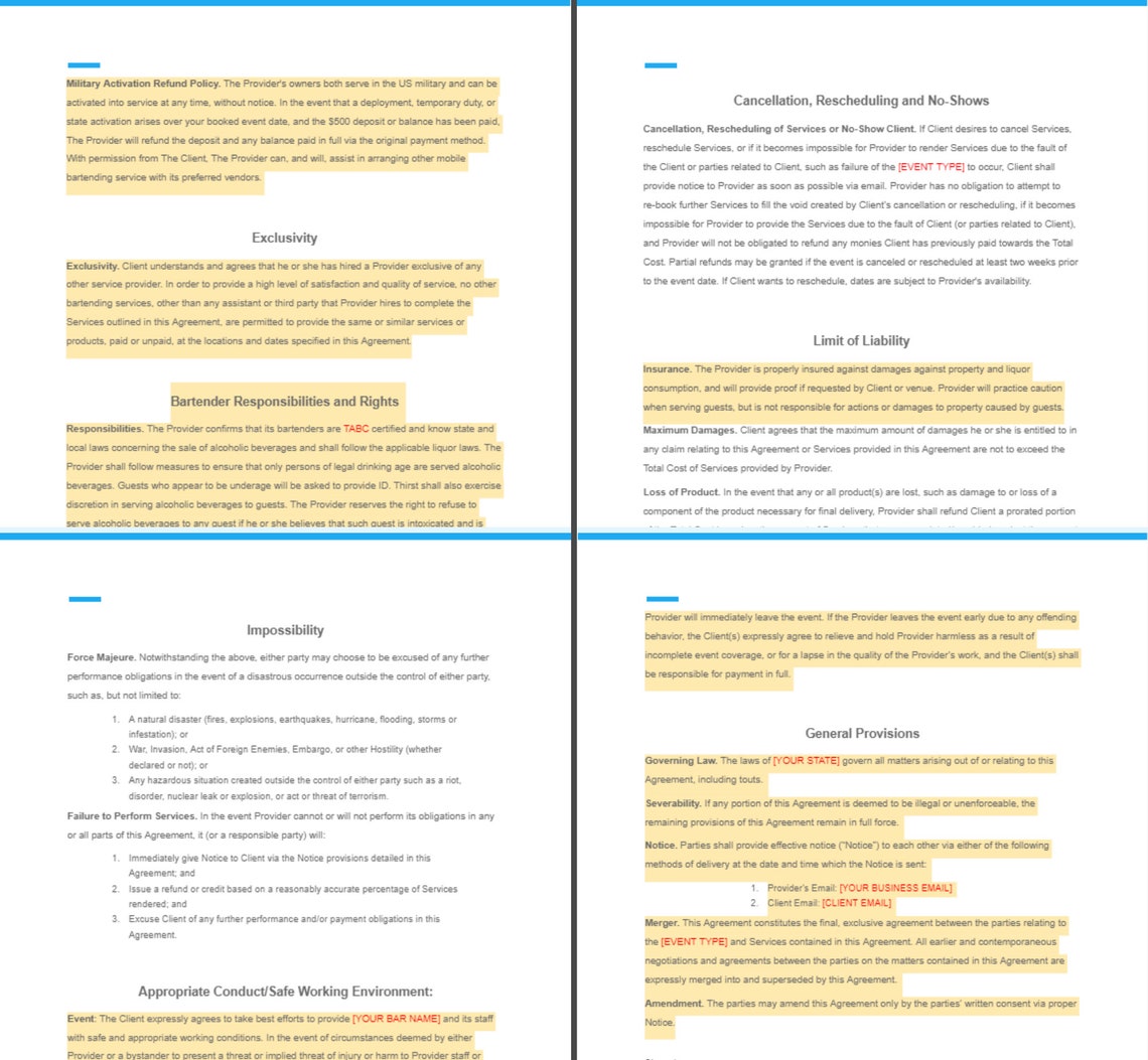 Mobile Bar Service Contract Template Bartending Editable Etsy New Zealand Mobile Bar Service Contract Template Bartending Editable Etsy New Zealand