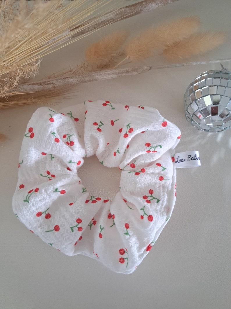 XL cotton gauze scrunchie hair elastic image 1