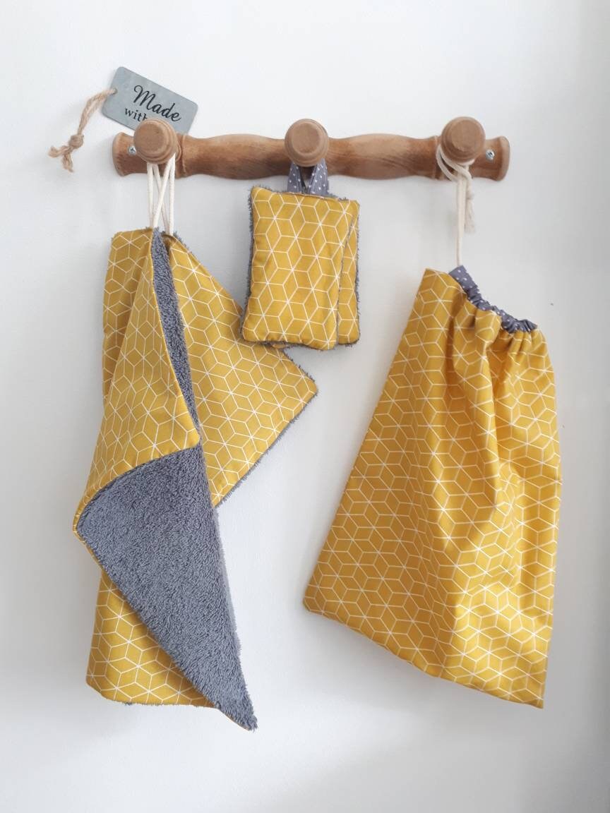 Lot 2 Essuie-Mains - 1 Sac à Pain Éponges Vaiselle