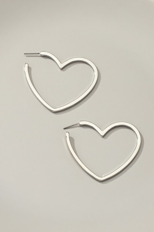 Heart Shaped Clean Cut Stainless Steel Hoop Earrings - Etsy